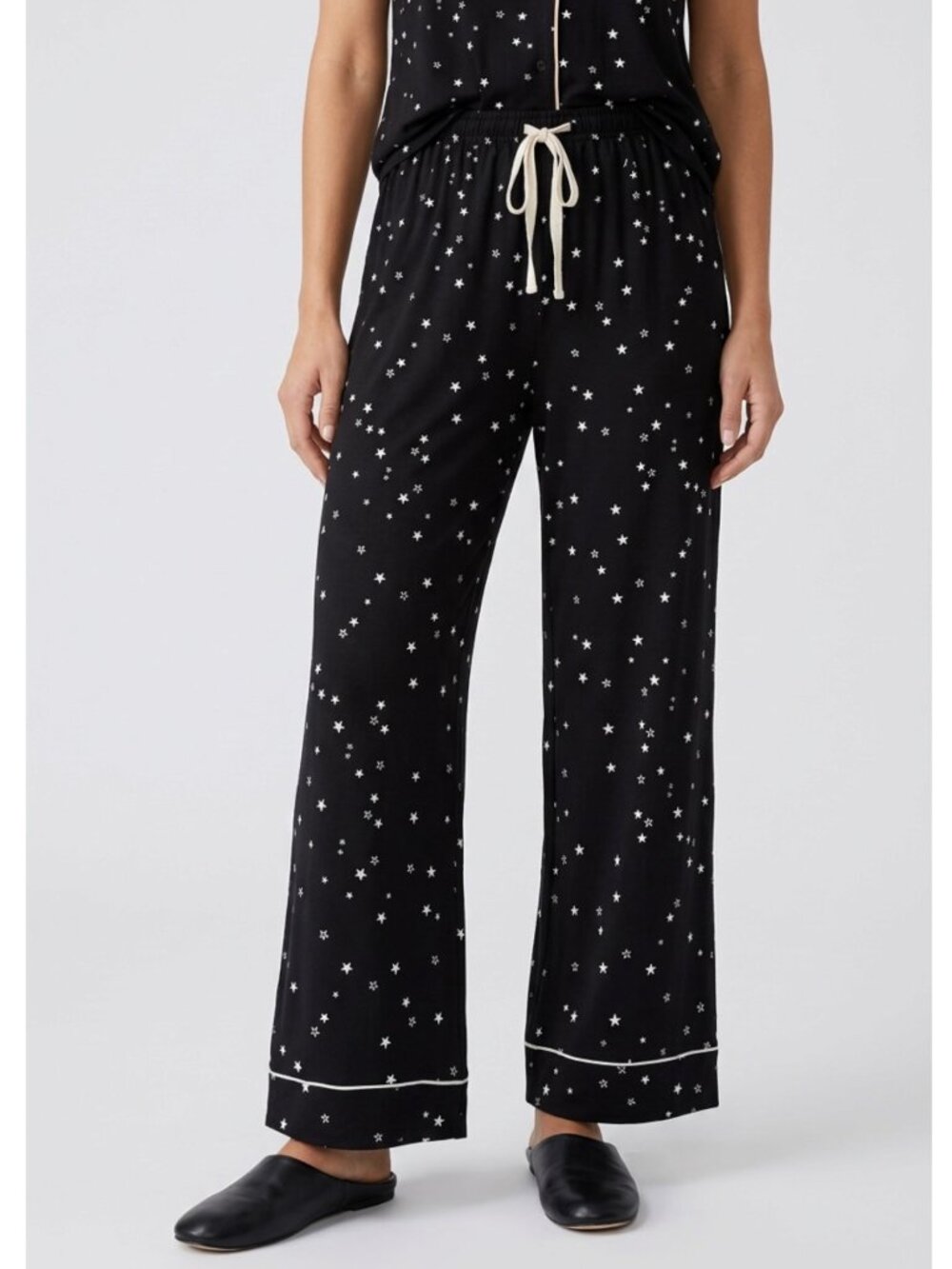 New Ugg 100% Silk Star Print Raven Pajama Pants S Black Celestial Lounge Sleep